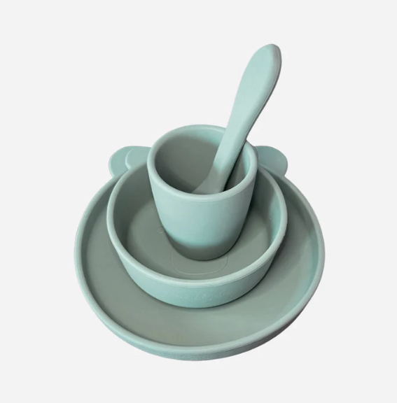 Bear Silicone Suction Dinner Wear Set 4 Piece - Sage