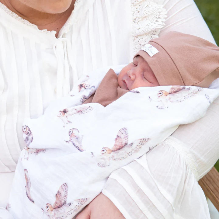 Organic Cotton Muslin Swaddle Barnyard Owls