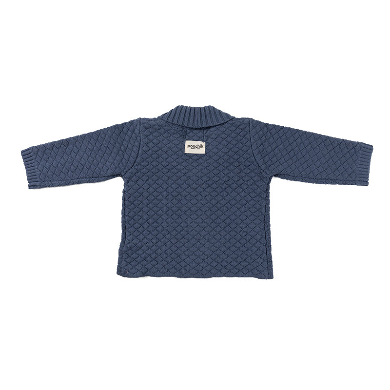 Bubble Knit Collar Cardigan - Slate