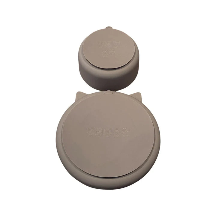 Cat Silicone Suction Dinner Wear Set 4 Piece - Sand