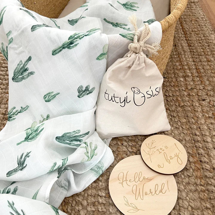 Organic Cotton Muslin Swaddle Cacti