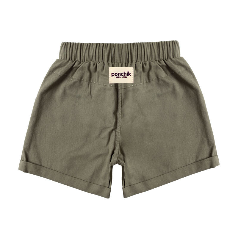 Chino Cotton Drawstring Cuff with Pockets Shorts - Seaweed