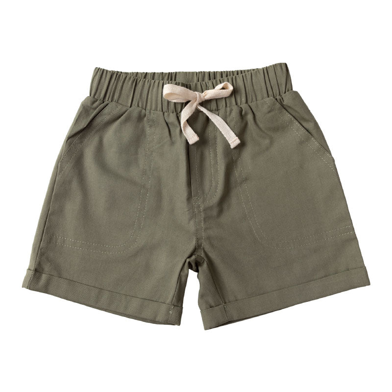 Chino Cotton Drawstring Cuff with Pockets Shorts - Seaweed