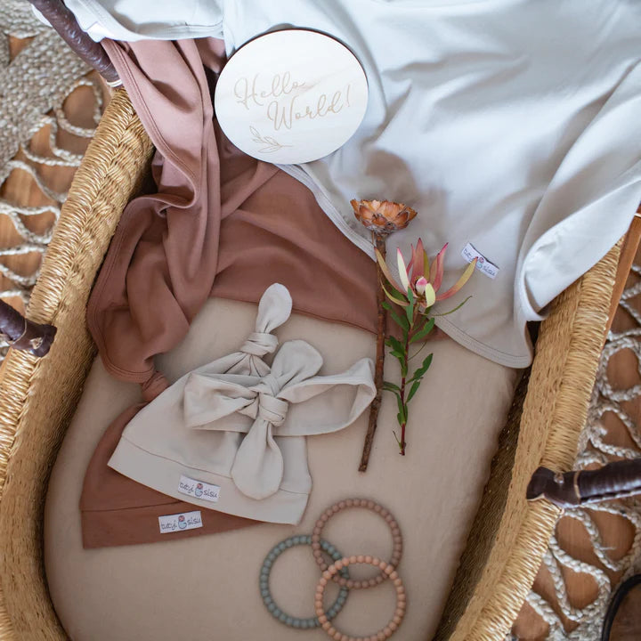 Organic Jersey Swaddle + Beanie Set Chocolate