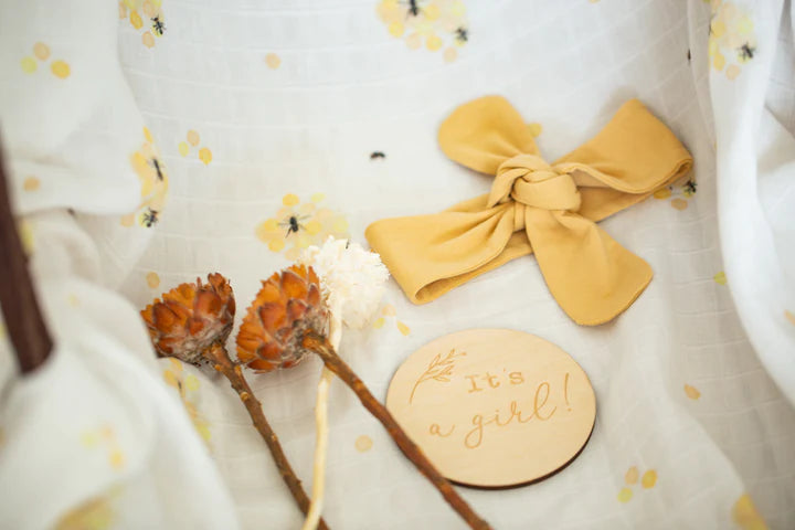 Organic Cotton Muslin Swaddle Honey Bees