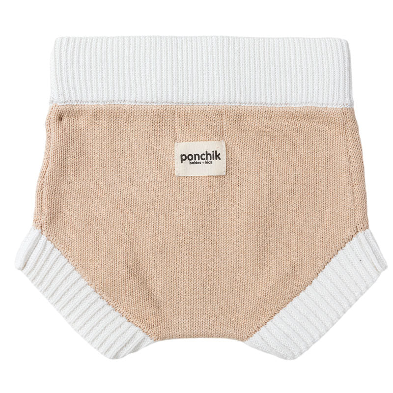 Knit Bloomer Shorties with Contrast Rib - Wheat + White Trim