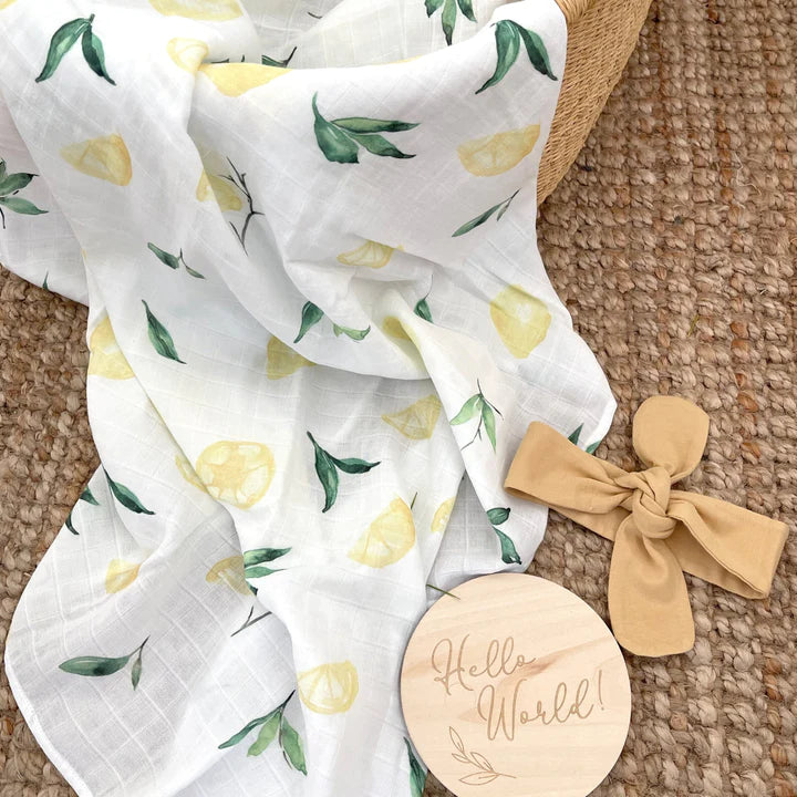 Organic Cotton Muslin Swaddle Lemons