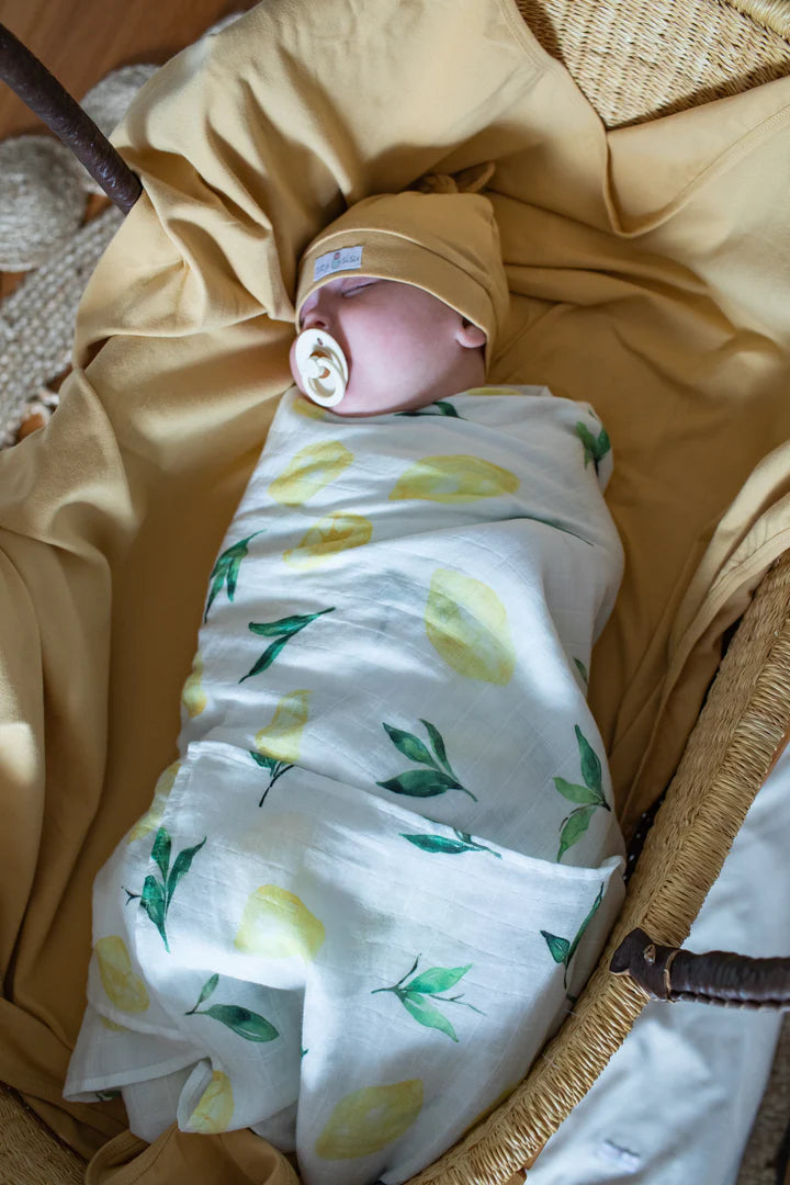 Organic Cotton Muslin Swaddle Lemons