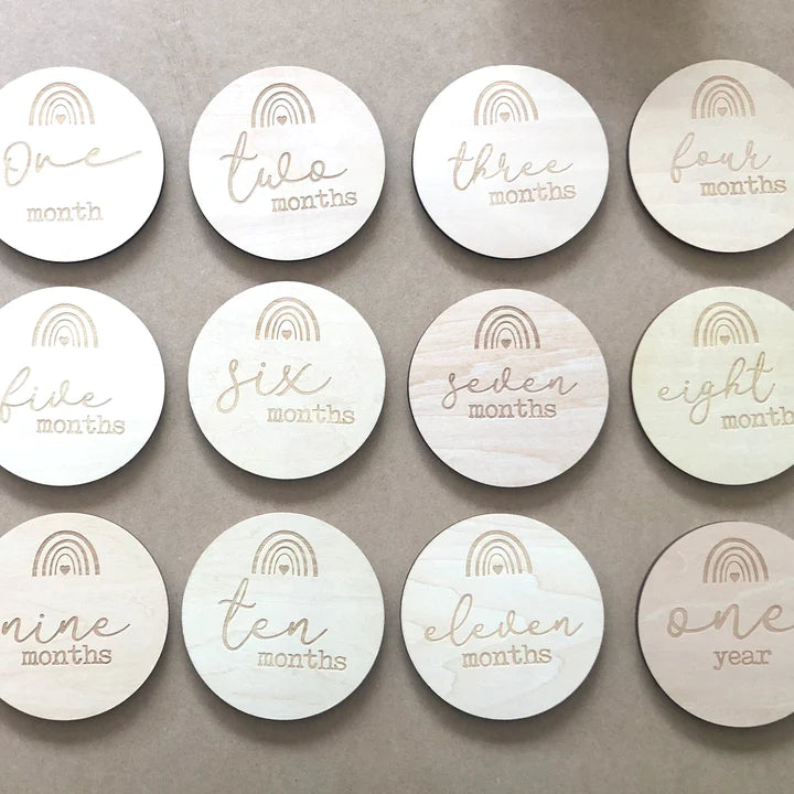 Double Sided Wooden Milestone Cards - Set of 13 Rainbow