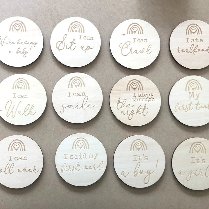 Double Sided Wooden Milestone Cards - Set of 13 Rainbow