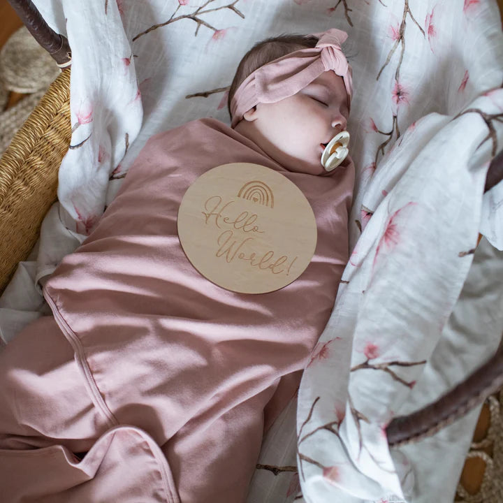 Organic Jersey Swaddle + Topknot Set Rose Quartz