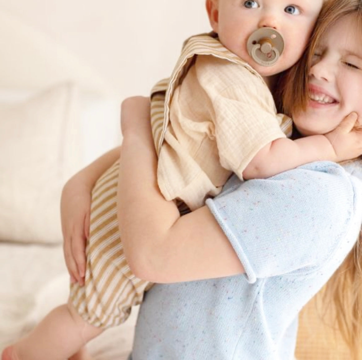 Cotton Pinafore Overalls - Wheat Stripe