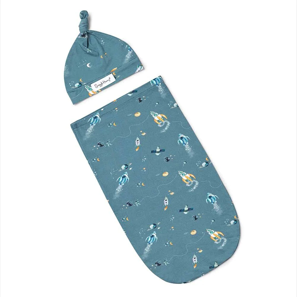 Rocket Organic Snuggle Swaddle & Beanie Set