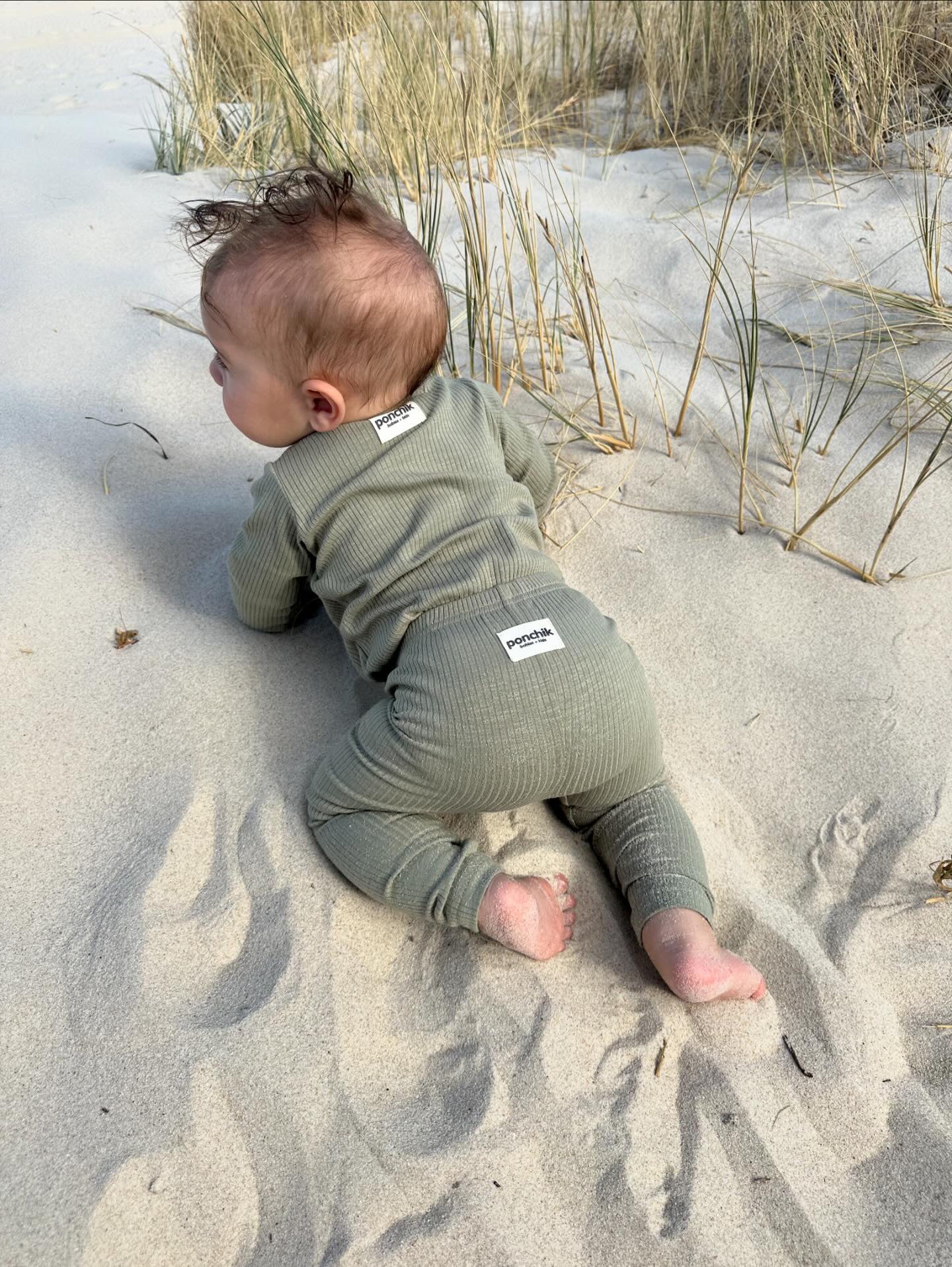 Cotton Rib Wrap Baby Bodysuit - Thyme