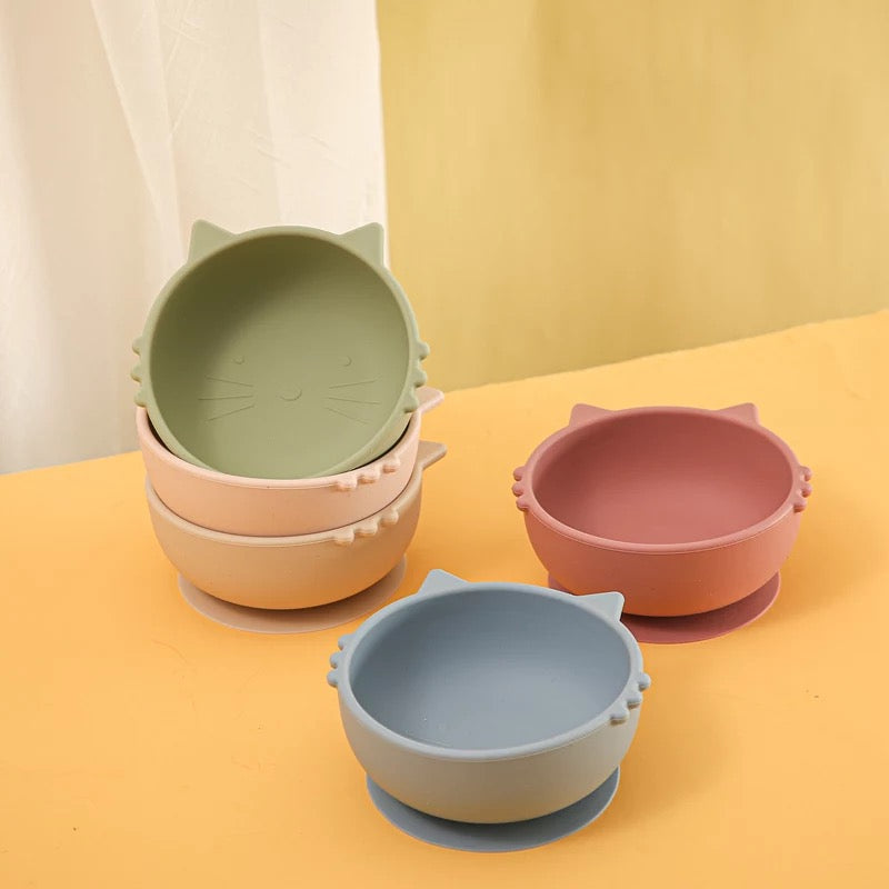 Ponchik Babies + Kids - Kitty Silicone Bowl - Rose