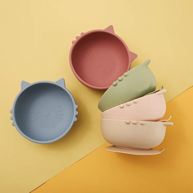 Ponchik Babies + Kids - Kitty Silicone Bowl - Rose