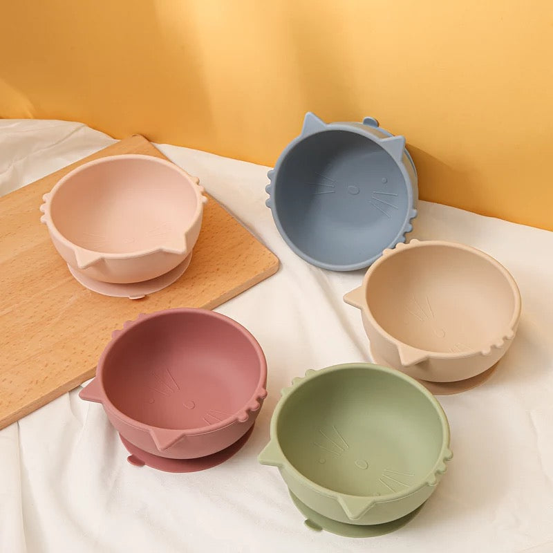 Ponchik Babies + Kids - Kitty Silicone Bowl - Rose