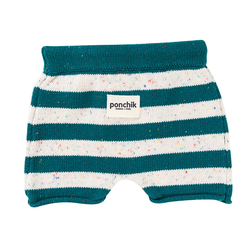 Cotton Shorts - Peacock Speckle Stripe Knit