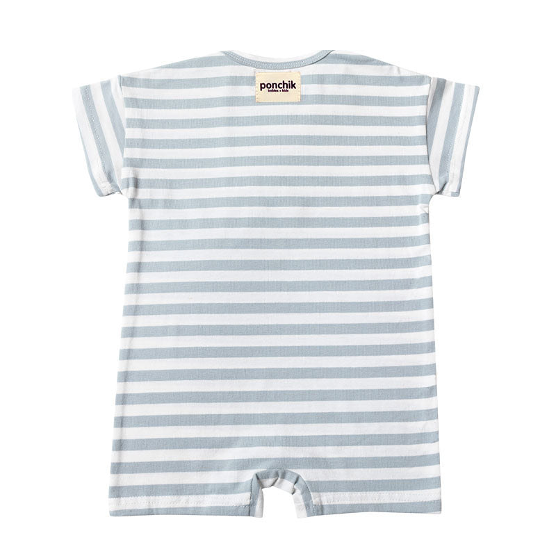 All In One Cotton Baby + Toddler Romper - Baby Blue Stripe