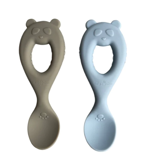 Bear Silicone Spoon Set of 2 Blue Multi