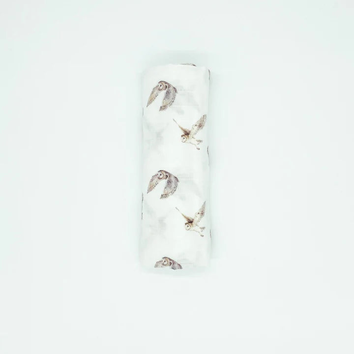 Organic Cotton Muslin Swaddle Barnyard Owls