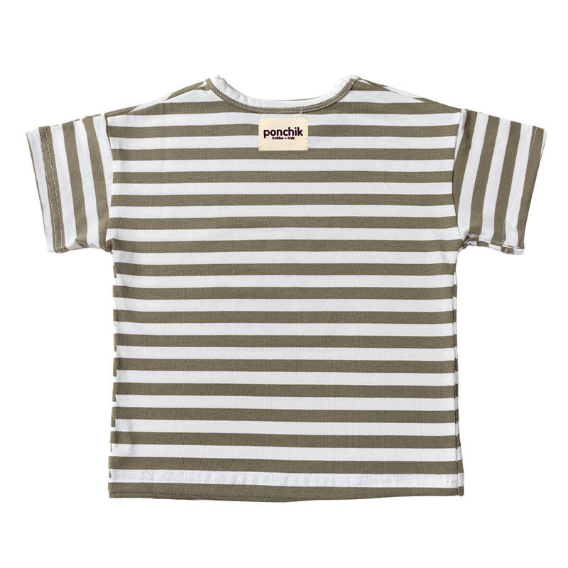 Boxey Over-Sized Cotton T Shirt - Seaweed Stripe