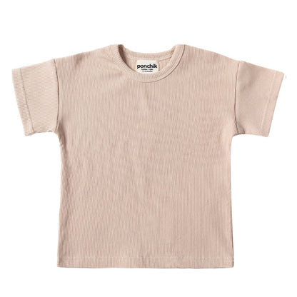 Boxey Over-Sized Cotton T Shirt - Wheat Rib