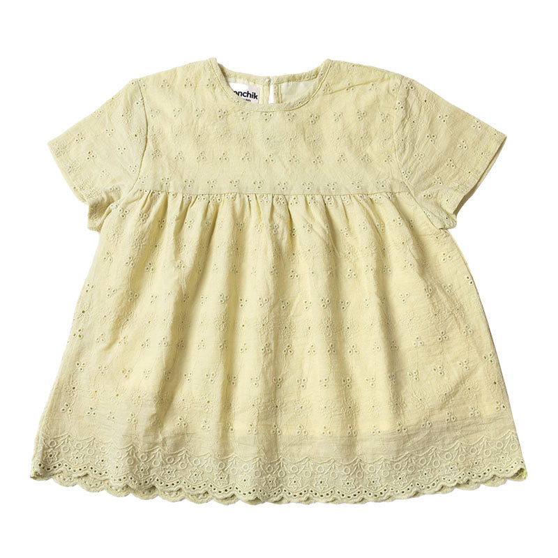 Broderie Anglaise Lace Swing Top with Keyhole - Green Tea