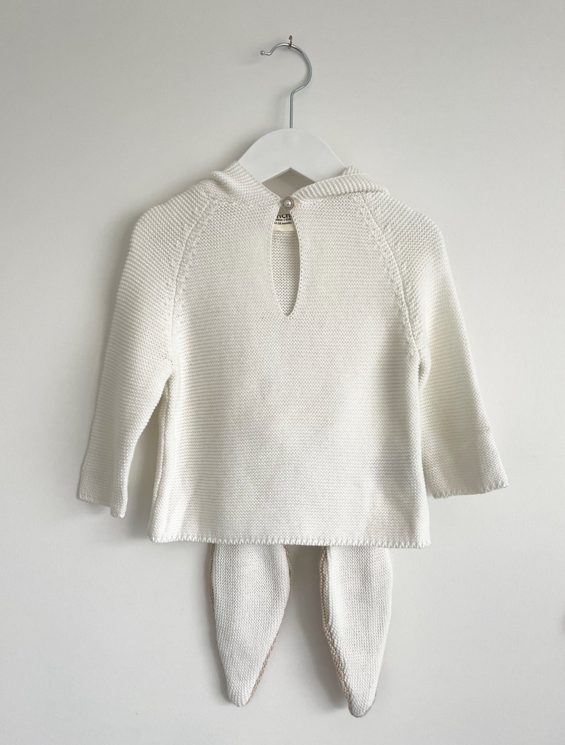 Pearl Knit Cotton Bunny Hood Jumper - Buttermilk