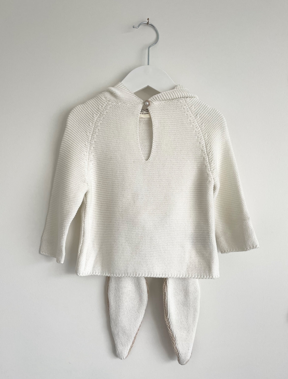 Pearl Knit Cotton Bunny Hood Jumper - Buttermilk