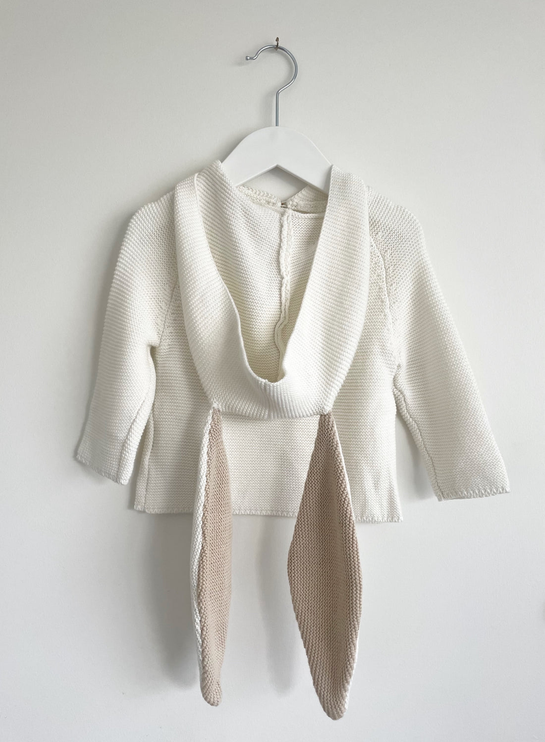 Pearl Knit Cotton Bunny Hood Jumper - Buttermilk