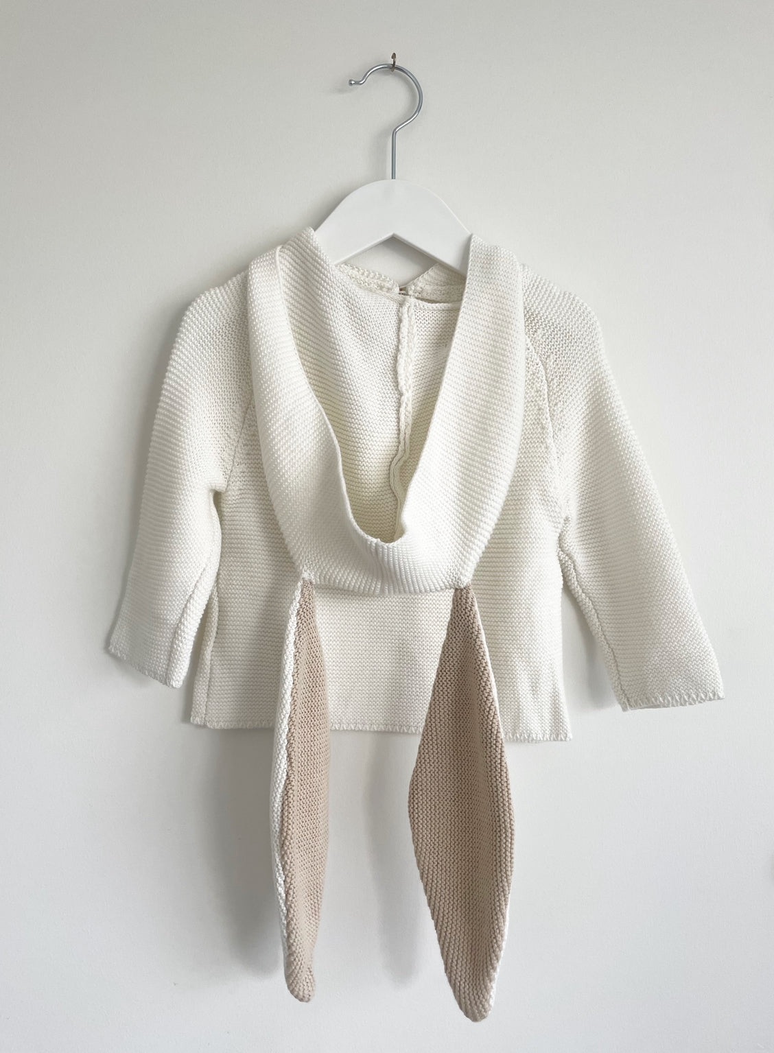 Pearl Knit Cotton Bunny Hood Jumper - Buttermilk