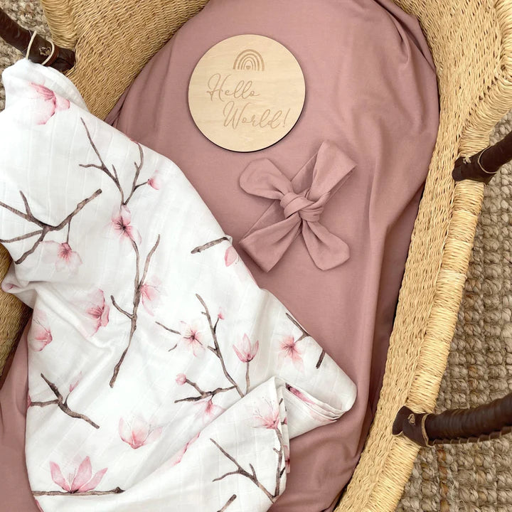 Organic Cotton Muslin Swaddle Cherry Blossom