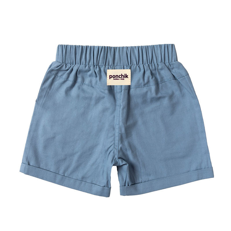 Chino Cotton Drawstring  Cuff with Pockets Shorts - French Blue