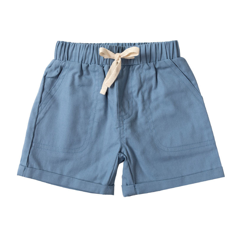 Chino Cotton Drawstring  Cuff with Pockets Shorts - French Blue