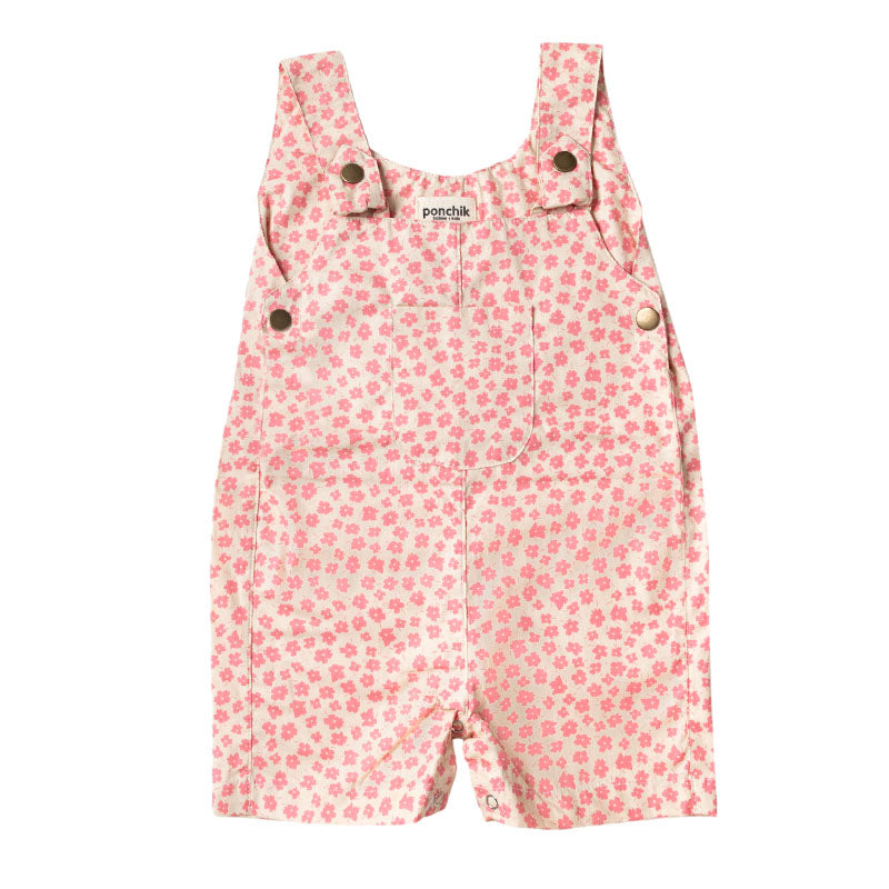 Dungaree Cotton Overalls with Front Pocket - Cherry Blossom