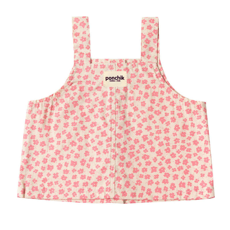 Floral Singlet Top with Wide Straps + Flat Button Down Front - Cherry Blossom