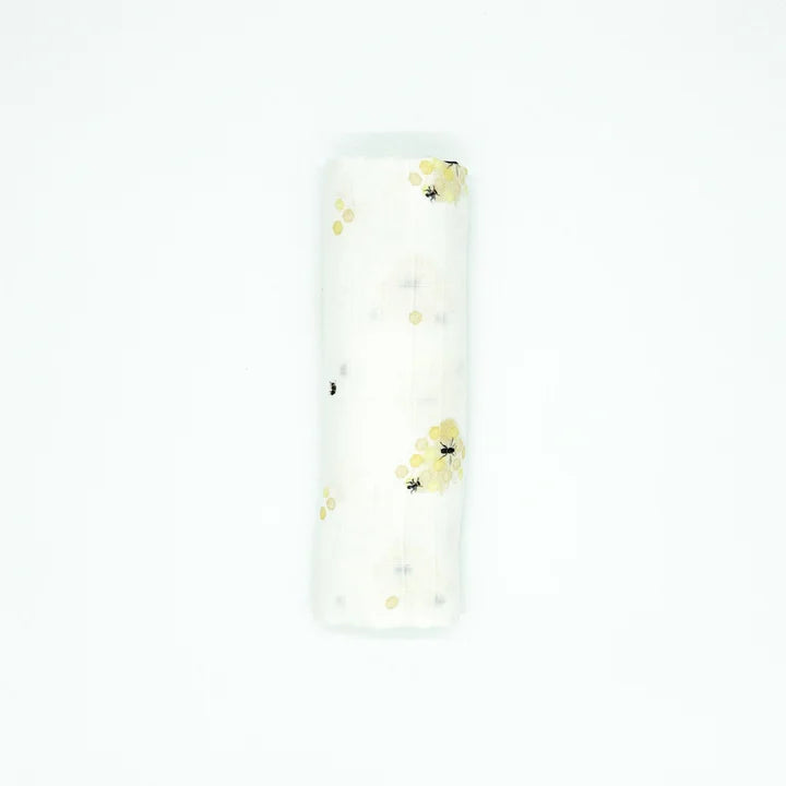 Organic Cotton Muslin Swaddle Honey Bees