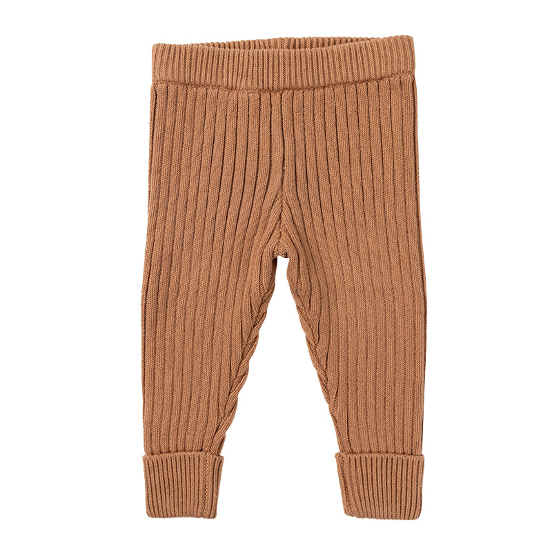 Ribbed Knit Button Cuff Leggings - Crepe