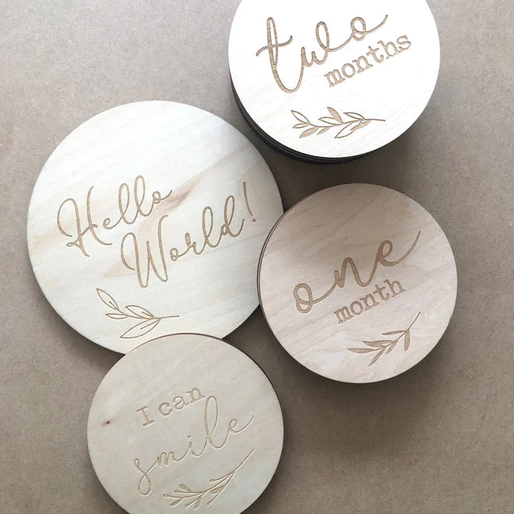 Double Sided Wooden Milestone Cards - Set of 13 Leaf