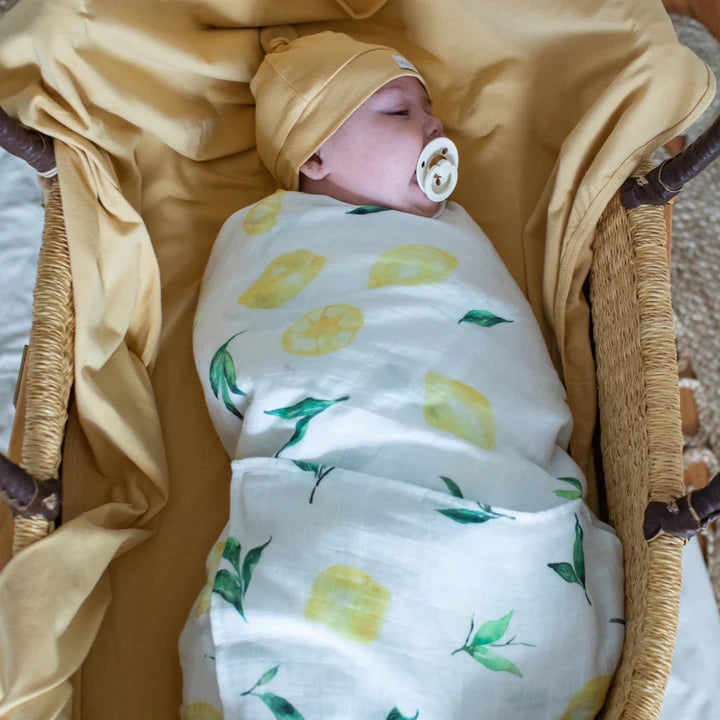 Organic Cotton Muslin Swaddle Lemons