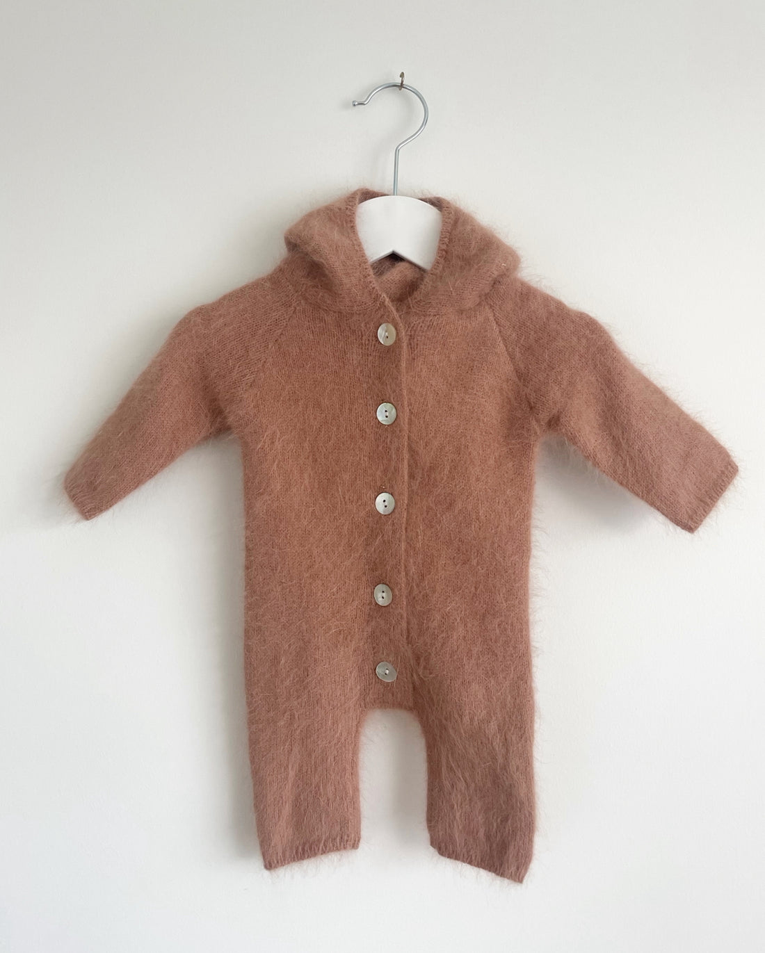 Angora Knitted Button Front Baby Onesie - Crepe