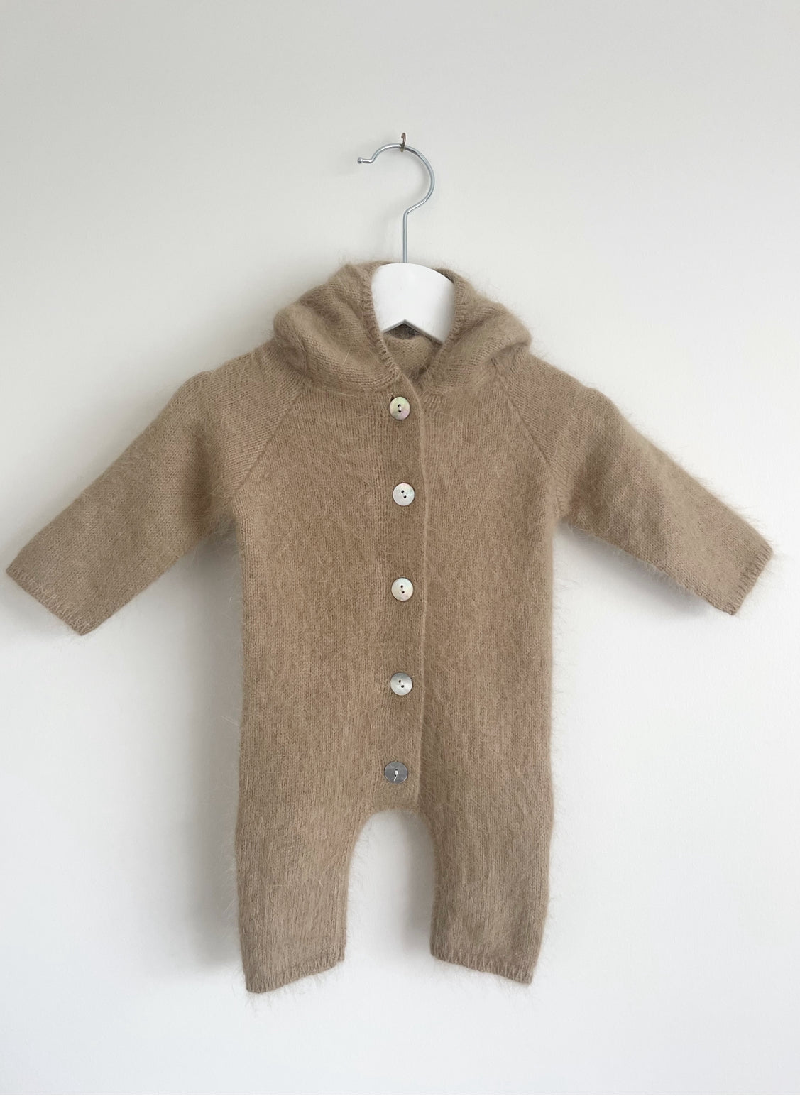Angora Knitted Button Front Baby Onesie - Pistachio