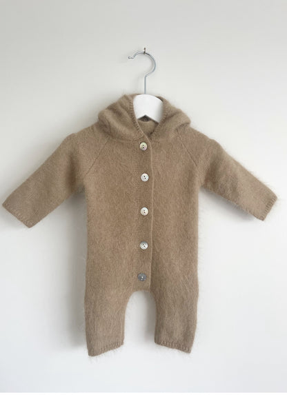 Angora Knitted Button Front Baby Onesie - Pistachio