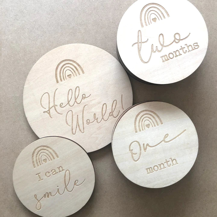Double Sided Wooden Milestone Cards - Set of 13 Rainbow