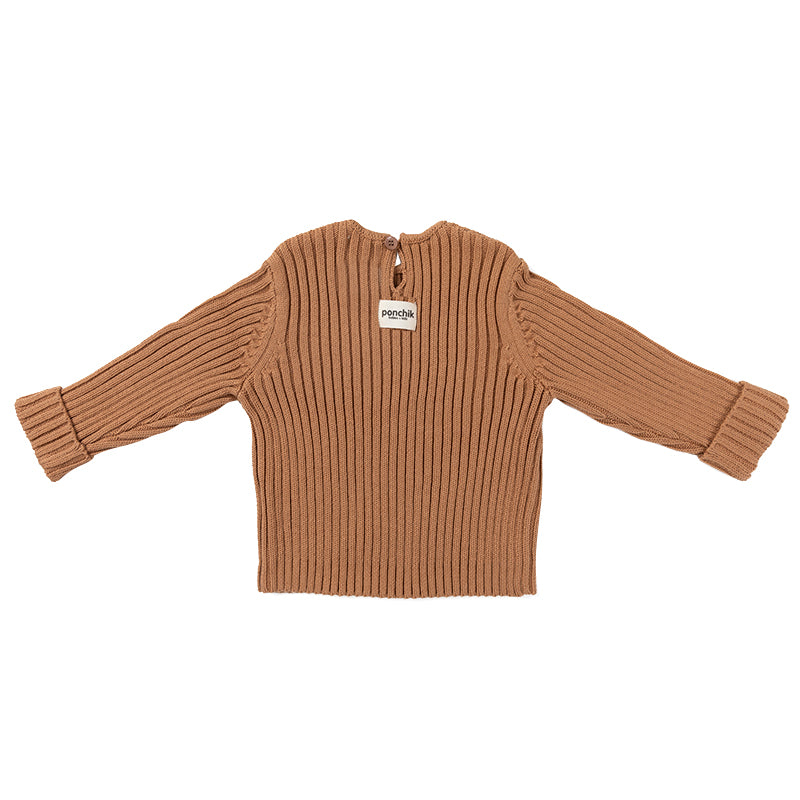 Ribbed Knit Button Jumper - Crepe