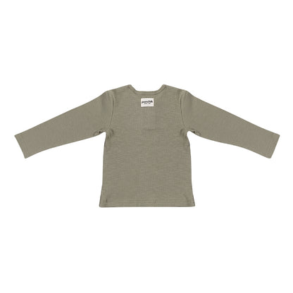 Cotton Rib Henley T Shirt - Thyme