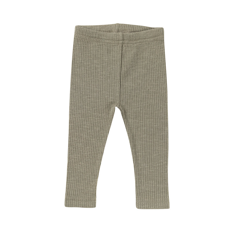 Cotton Ribbed Leggings - Thyme