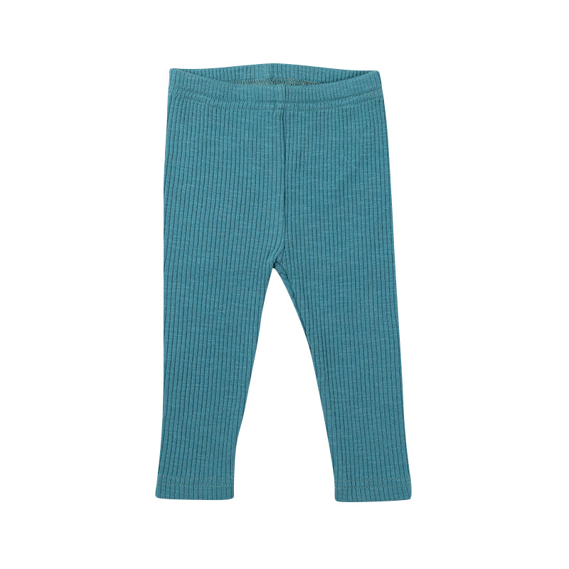 Cotton Ribbed Leggings - Turquoise