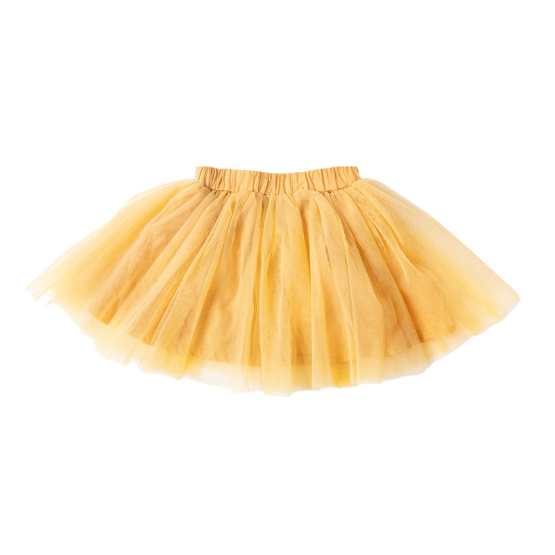 Soft Tulle Tutu Skirt with Wide Elastic Waist Band - Mustard